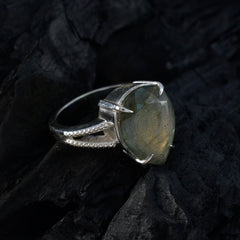 Labradorite Solitaire German 92.5 Silver Gray Gems Eye catching Romantic Ring Jewellery