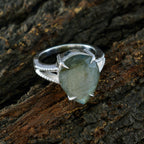 Labradorite Solitaire German 92.5 Silver Gray Gems Eye catching Romantic Ring Jewellery