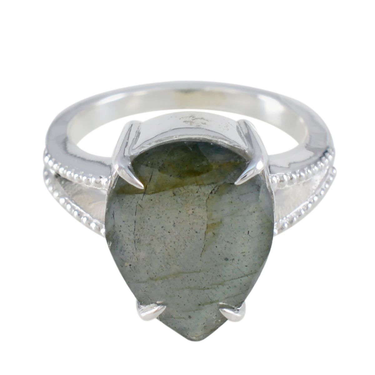 Labradorite Solitaire German 92.5 Silver Gray Gems Eye catching Romantic Ring Jewellery Hoofdafbeelding