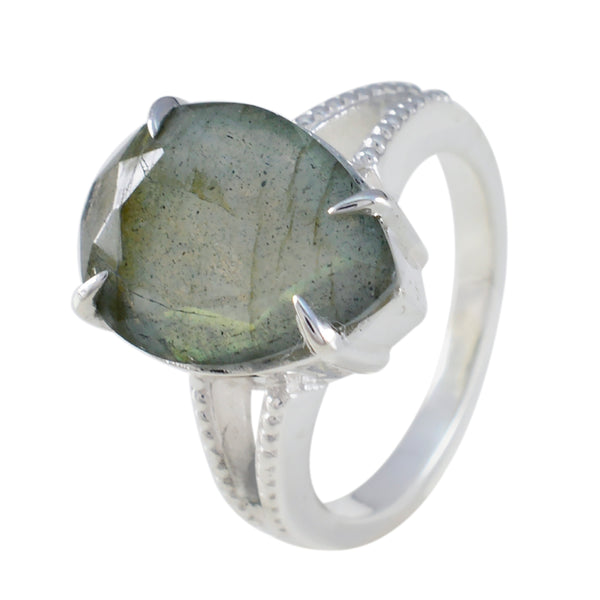 Labradorite Solitaire German 92.5 Silver Gray Gems Eye catching Romantic Ring Jewellery