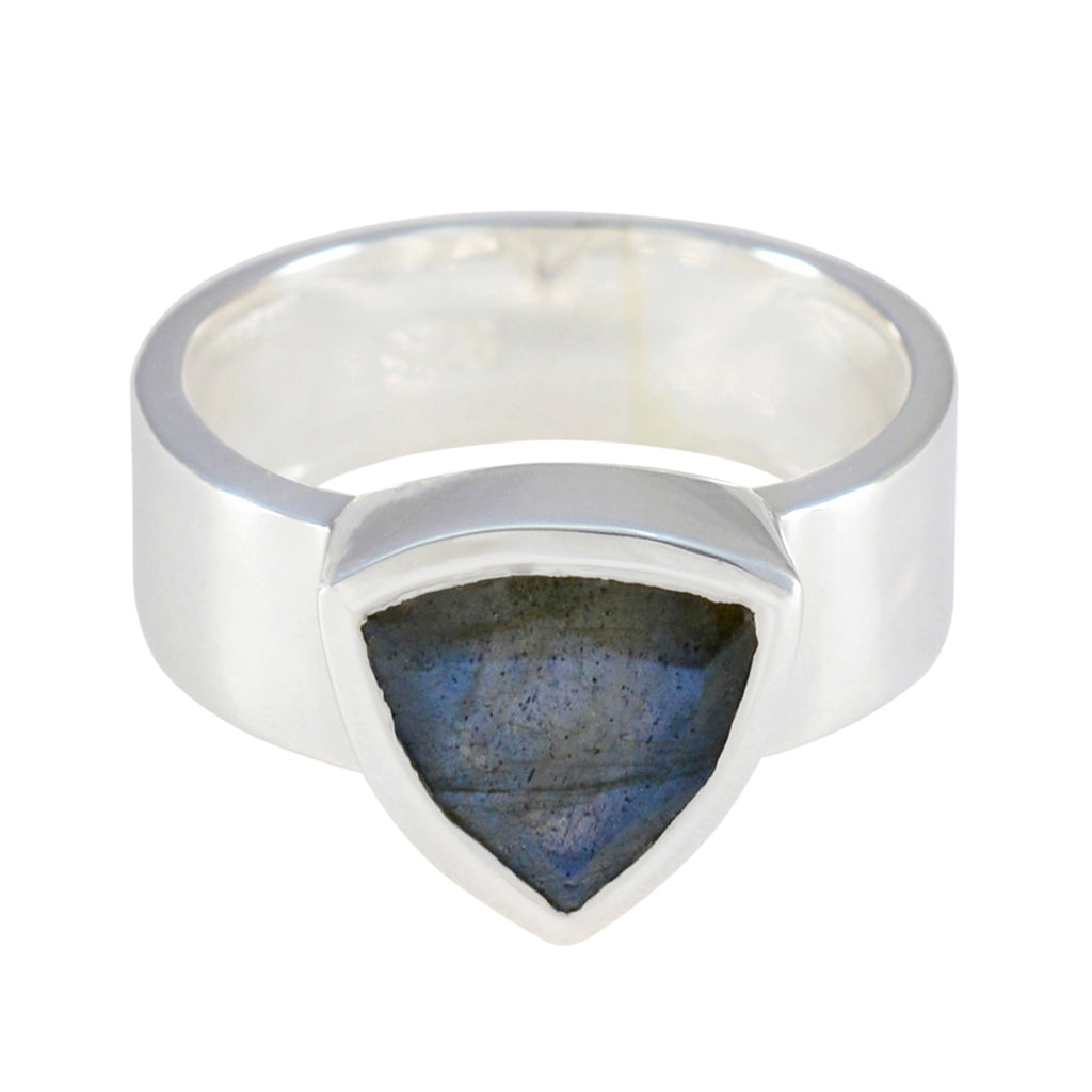 Labradorite Solitaire Russian 92.5 Silver Gray Gems Eye catching Signet Band Jewelry