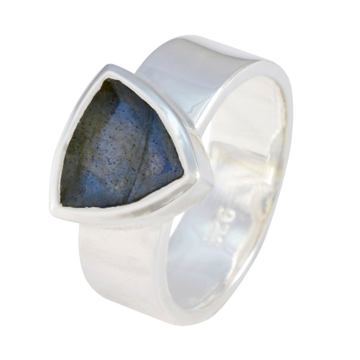 Chevalière accrocheuse en argent 92,5 avec solitaire labradorite russe et pierres grises Image secondaire du produit