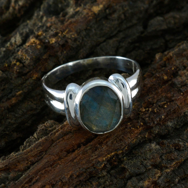 Labradorite Solitaire Moroccan 925 Silver Gray Gems Tiny Abstract Ring Jewellery