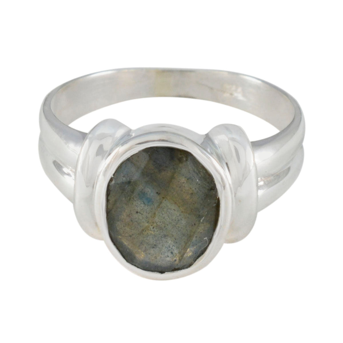 Labradorite Solitaire Moroccan 925 Silver Gray Gems Tiny Abstract Ring Jewellery