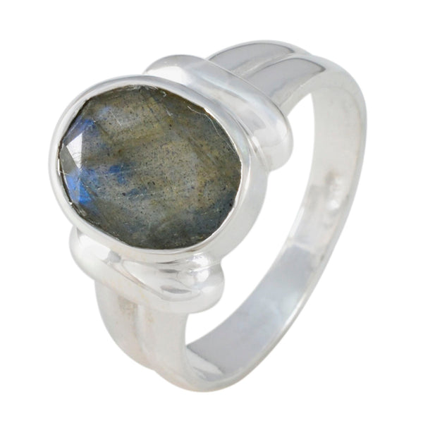 Labradorite Solitaire Moroccan 925 Silver Gray Gems Tiny Abstract Ring Jewellery