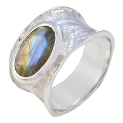 Labradorite Solitaire German 925 Sterling Silver Gray Gemstones Edgy Oversized Band Jewellery