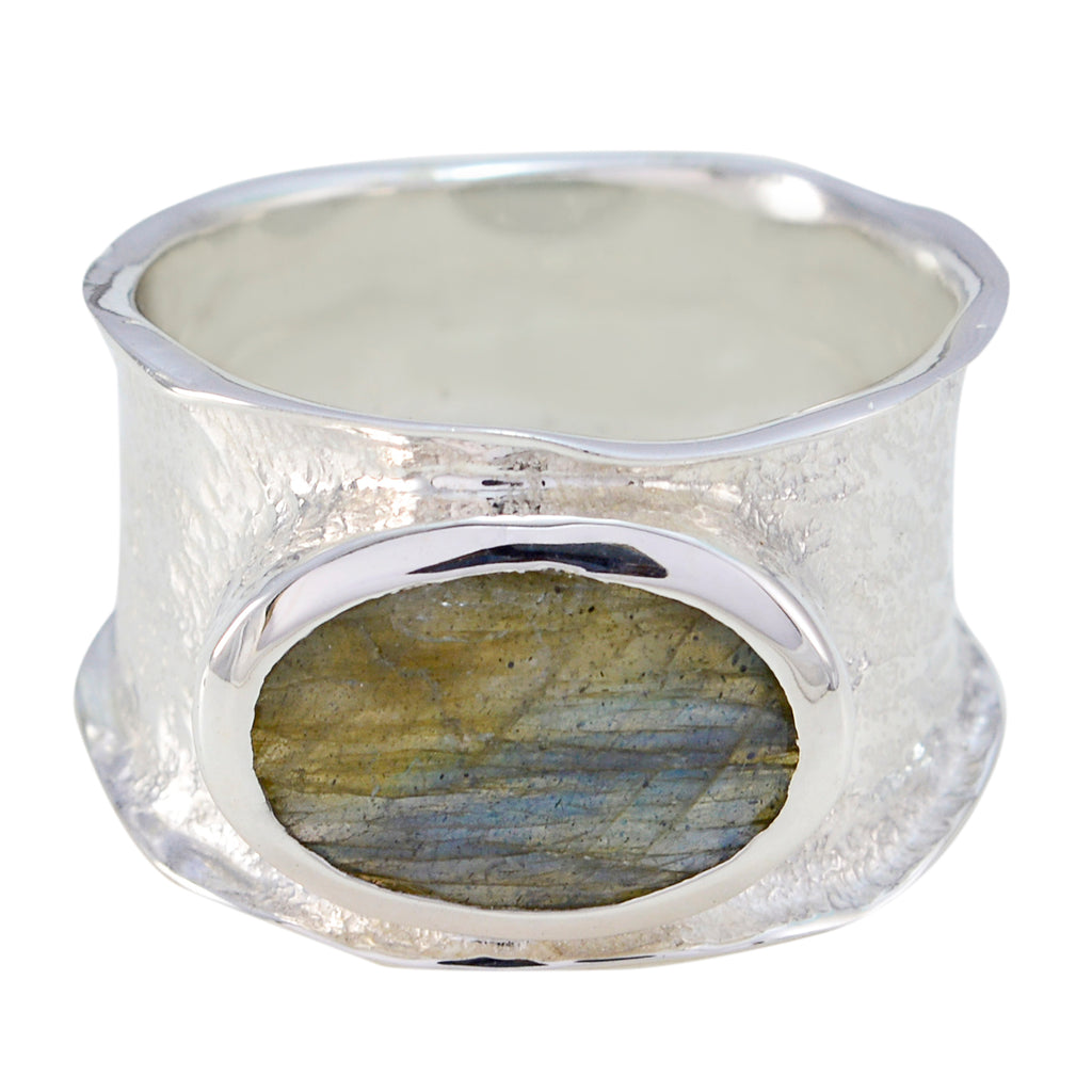 Labradorite Solitaire German 925 Sterling Silver Gray Gemstones Edgy Oversized Band Jewellery
