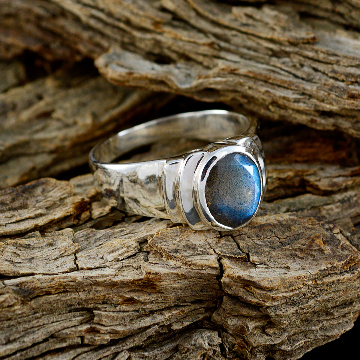 Labradorite Solitaire Moroccan 925 Sterling Silver Gray Gemstone Eye catching Promise Ring Jewellery