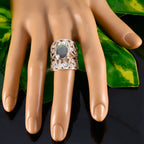 Labradorite Solitaire Latin American 925 Sterling Silver Gray Gems Versatile Filigree  Ring Jewelry