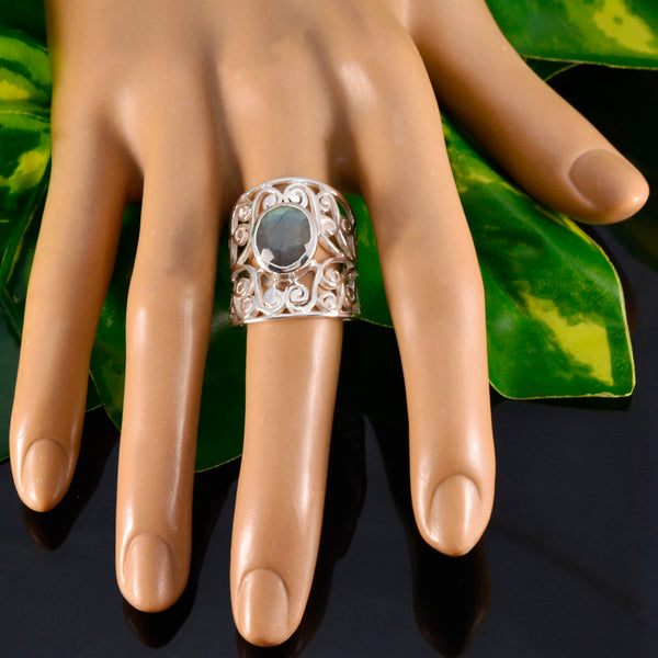 Labradorite Solitaire Latin American 925 Sterling Silver Gray Gems Versatile Filigree  Ring Jewelry