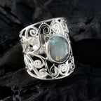 Labradorite Solitaire Latin American 925 Sterling Silver Gray Gems Versatile Filigree  Ring Jewelry