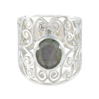 Labradorite Solitaire Latin American 925 Sterling Silver Gray Gems Versatile Filigree  Ring Jewelry