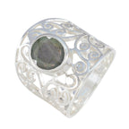 Labradorite Solitaire Latin American 925 Sterling Silver Gray Gems Versatile Filigree  Ring Jewelry