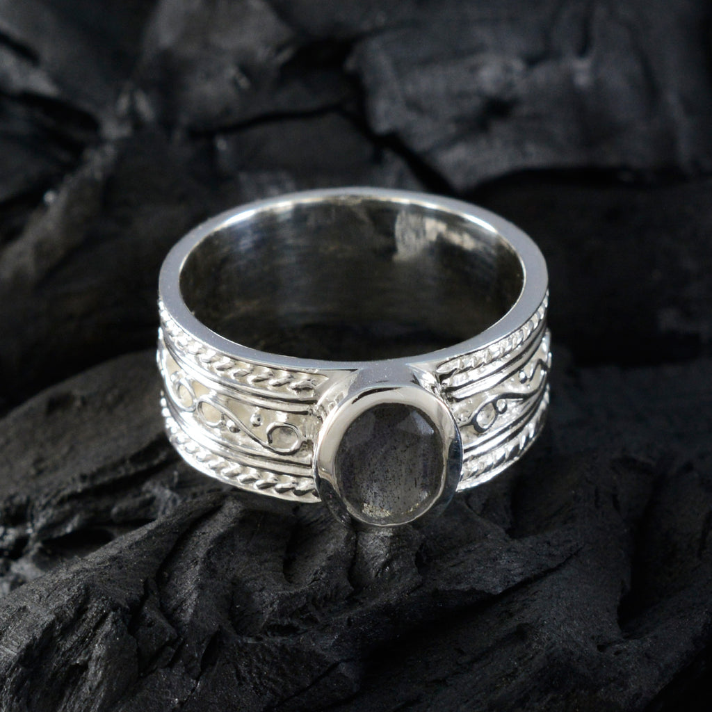 Labradorite Solitaire African Silver Gray Gems Eye catching Twist Band Jewelry