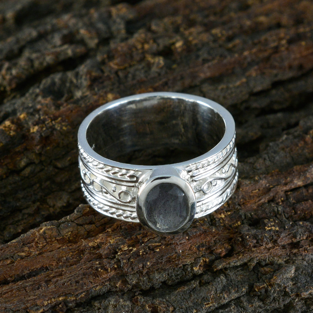 Labradorite Solitaire African Silver Gray Gems Eye catching Twist Band Jewelry