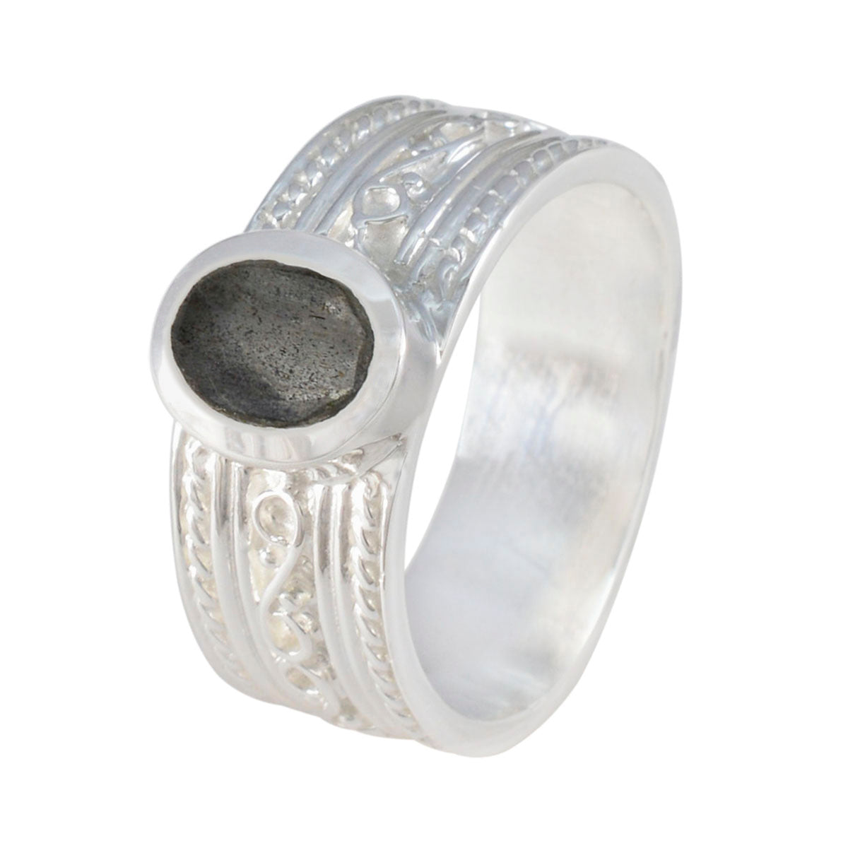 Labradorite Solitaire African Silver Gray Gems Eye-catching Twist Band Jewelry Второстепенное изображение товара