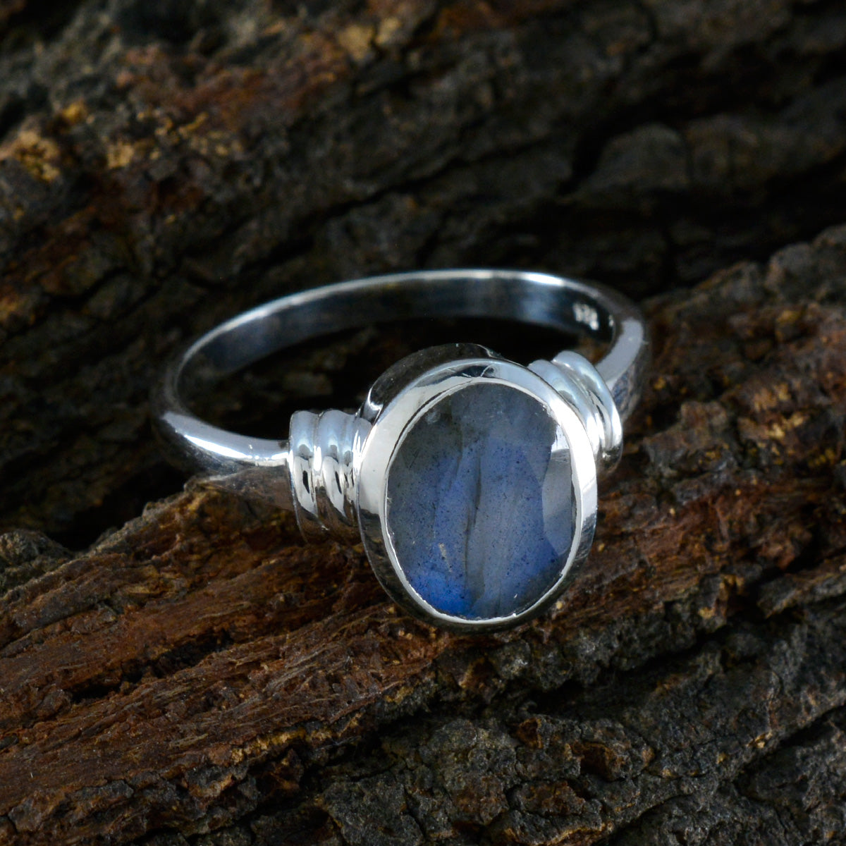Labradorite Solitaire African 925 Silver Gray Gemstone Mid weight Fairytale Ring Jewellery