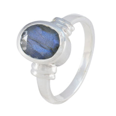 Labradorite Solitaire African 925 Silver Gray Gemstone Mid weight Fairytale Ring Jewellery