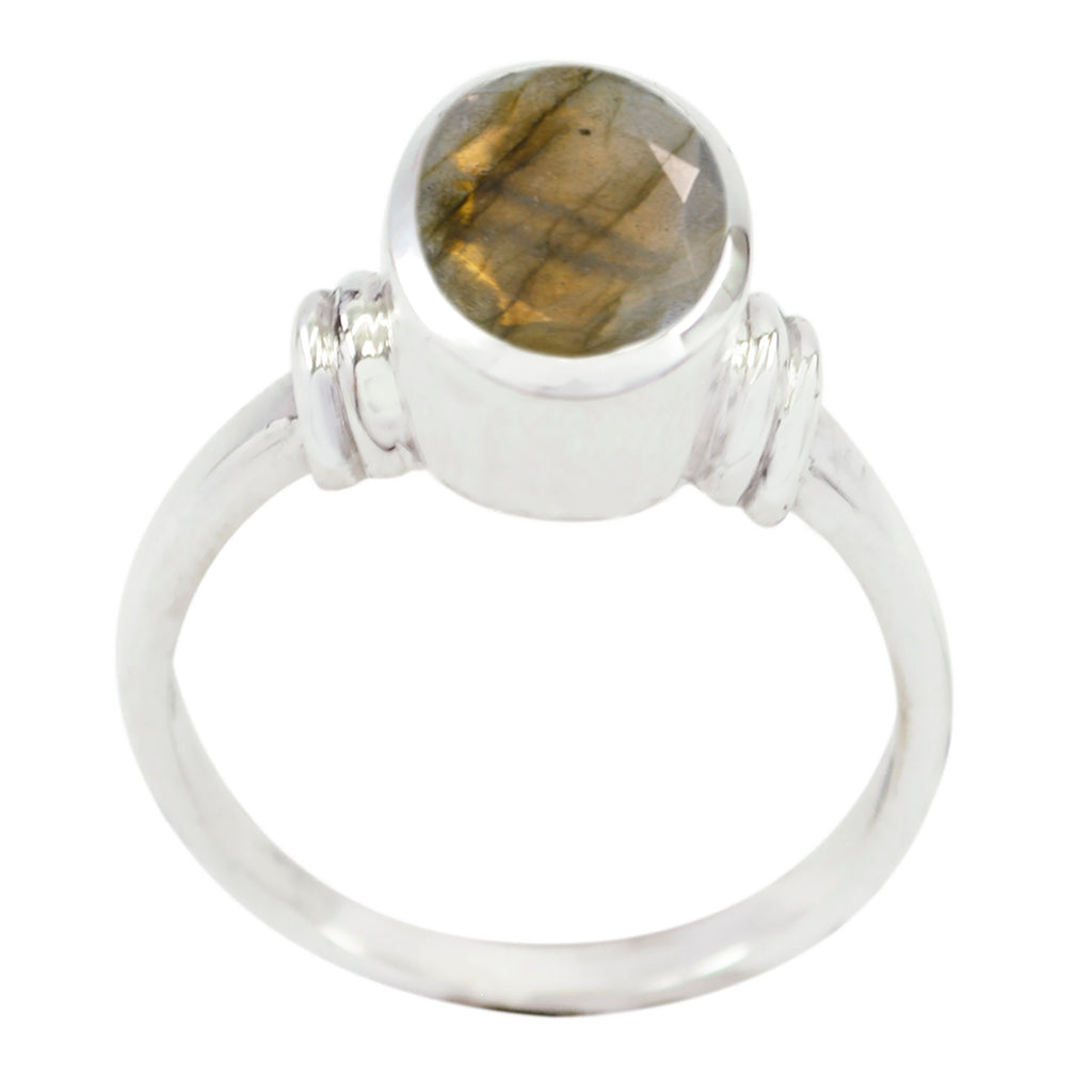 Labradorite Solitaire African 925 Silver Gray Gemstone Mid weight Fairytale Ring Jewellery