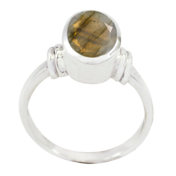 Labradorite Solitaire African 925 Silver Gray Gemstone Mid weight Fairytale Ring Jewellery