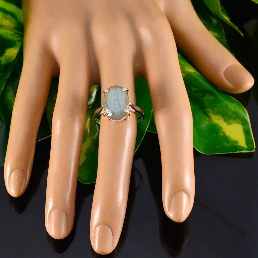 Labradorite Solitaire German 92.5 Silver Gray Gemstones Featherlight Artisan Ring Jewellery