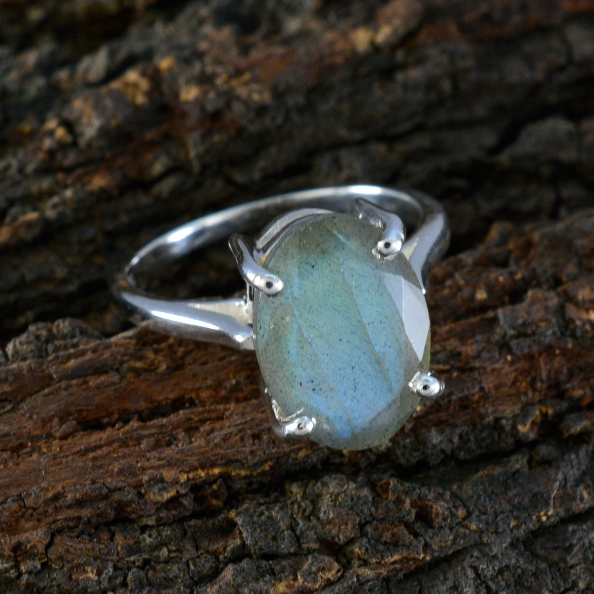 Labradorite Solitaire German 92.5 Silver Gray Gemstones Featherlight Artisan Ring Jewellery