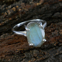 Labradorite Solitaire German 92.5 Silver Gray Gemstones Featherlight Artisan Ring Jewellery
