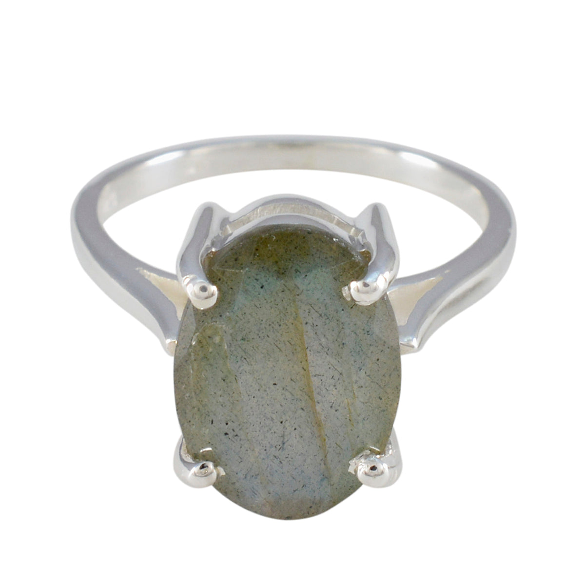 Labradorite Solitaire German 92.5 Silver Gray Gemstones Featherlight Artisan Ring Jewellery
