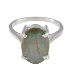 Labradorite Solitaire German 92.5 Silver Gray Gemstones Featherlight Artisan Ring Jewellery