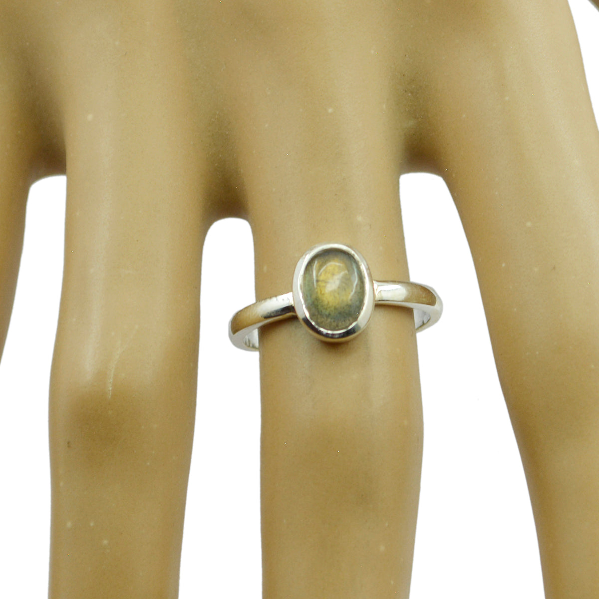 Labradoriet Solitaire Koreaans 92,5 zilvergrijs edelstenen delicate romantische ring sieraden Secundaire afbeelding