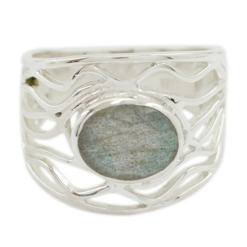 Labradorite Solitaire Australian 925 Silver Gray Gemstone Minimal Rope Wire Ring Jewellery