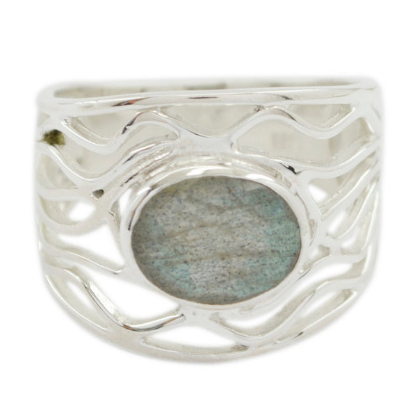 Labradorite Solitaire Australian 925 Silver Gray Gemstone Minimal Rope Wire Ring Jewellery