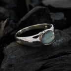 Labradorite Solitaire Moroccan 92.5 Silver Gray Gemstone Mid weight Feminine Ring Jewelry