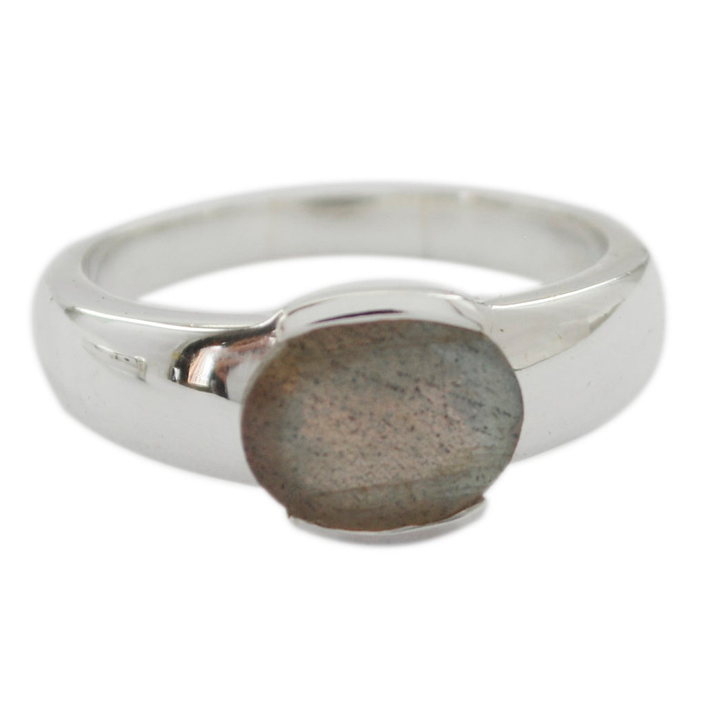 Labradorite Solitaire Moroccan 92.5 Silver Gray Gemstone Mid weight Feminine Ring Jewelry