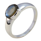 Labradorite Solitaire Moroccan 92.5 Silver Gray Gemstone Mid weight Feminine Ring Jewelry