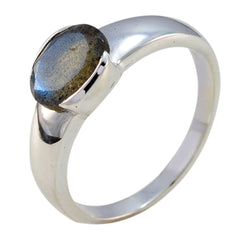 Labradorite Solitaire Moroccan 92.5 Silver Gray Gemstone Mid weight Feminine Ring Jewelry