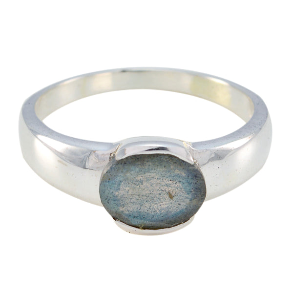 Labradorite Solitaire Moroccan 92.5 Silver Gray Gemstone Mid weight Feminine Ring Jewelry