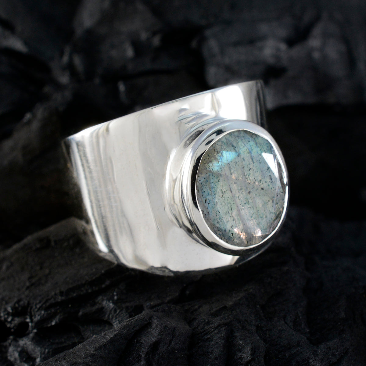 Labradorite Solitaire Moroccan 925 Sterling Silver Gray Gemstone Versatile Armor Ring Jewelry