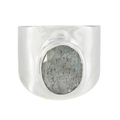 Labradorite Solitaire Moroccan 925 Sterling Silver Gray Gemstone Versatile Armor Ring Jewelry