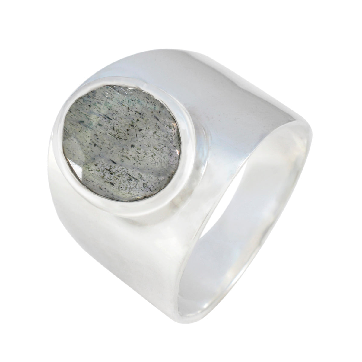 Anello versatile con armatura in argento sterling 925 con pietra preziosa grigia e solitario in labradorite marocchina Immagine secondaria del prodotto