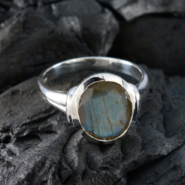 Labradorite Solitaire Egyptian Sterling Silver Gray Gemstones Minimal Trendy Ring Jewellery