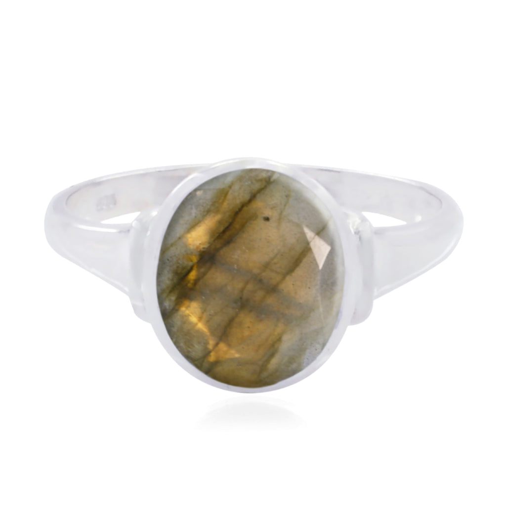 Labradorite Solitaire Egyptian Sterling Silver Gray Gemstones Minimal Trendy Ring Jewellery