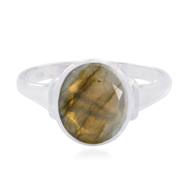 Labradorite Solitaire Egyptian Sterling Silver Gray Gemstones Minimal Trendy Ring Jewellery