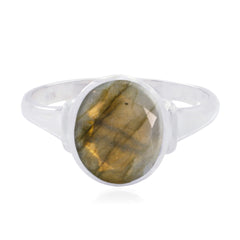 Labradorite Solitaire Egyptian Sterling Silver Gray Gemstones Minimal Trendy Ring Jewellery