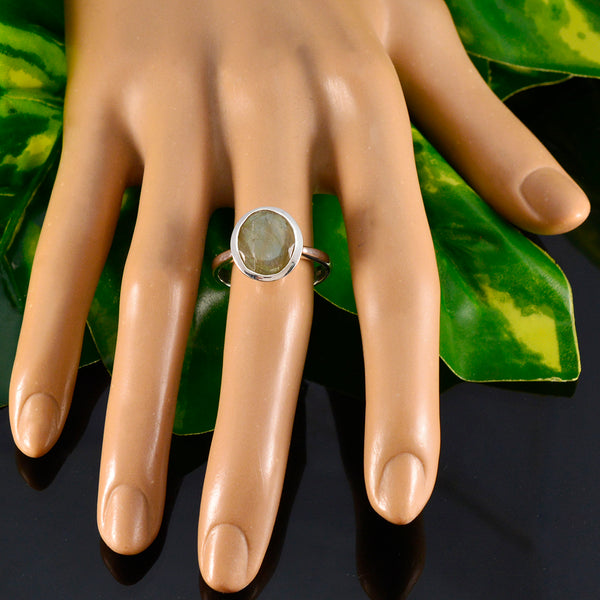 Labradorite Solitaire German Sterling Silver Gray Gemstones Minimal Boho Ring Jewellery