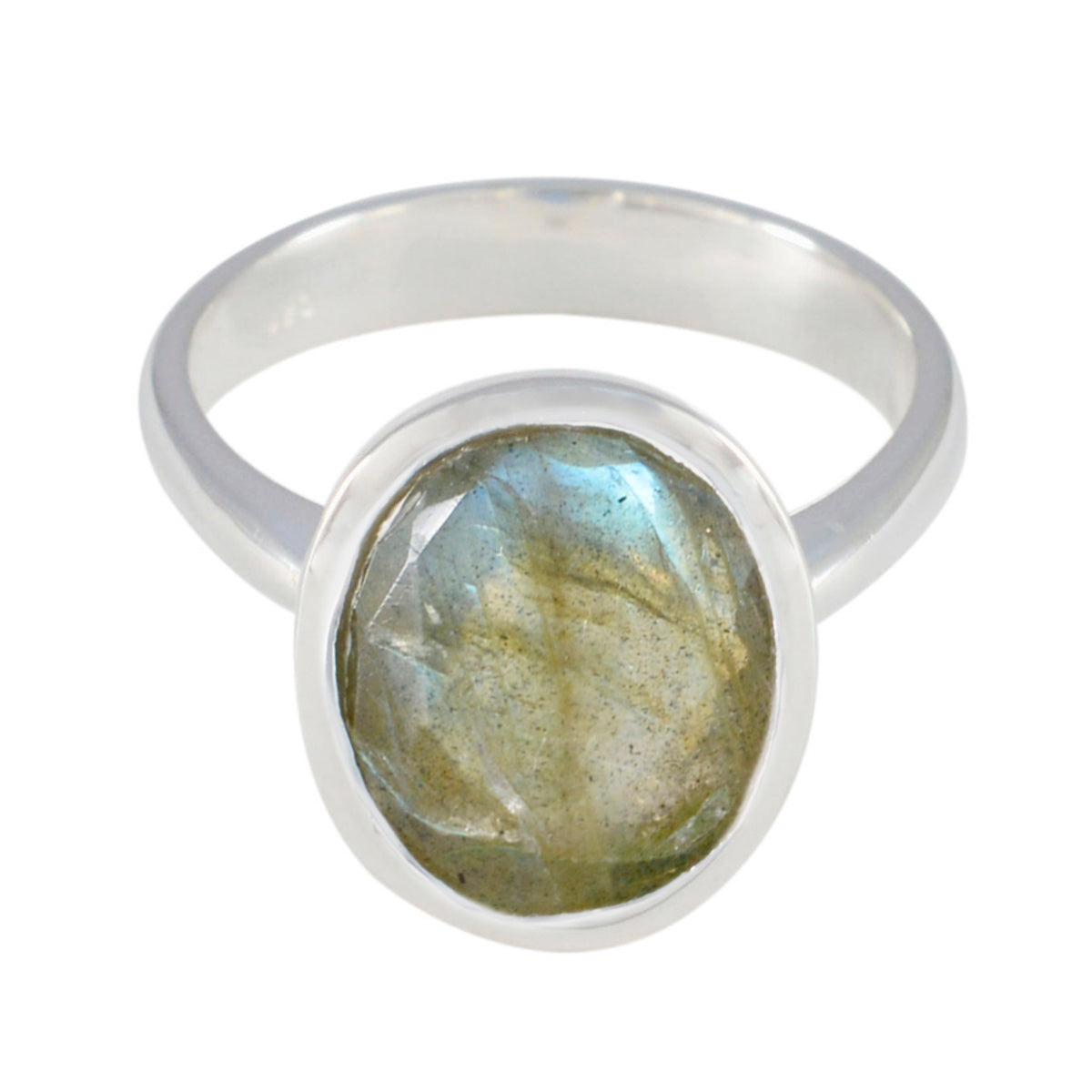 Labradorite Solitaire German Sterling Silver Gray Gemstones Minimal Boho Ring Jewellery