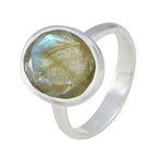 Labradorite Solitaire German Sterling Silver Gray Gemstones Minimal Boho Ring Jewellery
