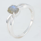 Labradorite Solitaire Korean 925 Sterling Silver Gray Gemstone Delicate Fairytale Ring Jewellery