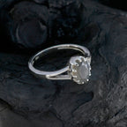 Labradorite Solitaire American 92.5 Silver Gray Gemstones Dainty Trendy Ring Jewellery