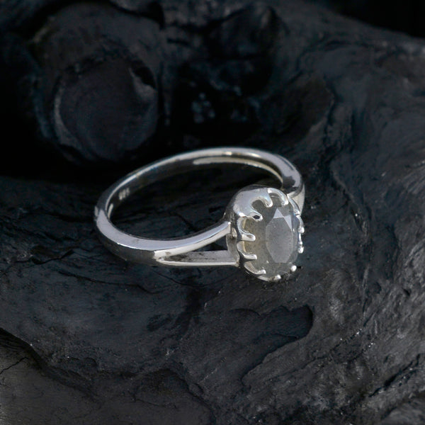 Labradorite Solitaire American 92.5 Silver Gray Gemstones Dainty Trendy Ring Jewellery
